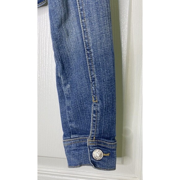 Cello Denimwear Los Angeles Distressed Cropped Jean Jacket Size Small - Picture 3 of 8